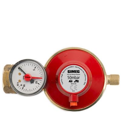 Gimeg gasdrukregelaar afblaasbeveiliging en manometer 50 mbar Kombi X 1/4 inch links