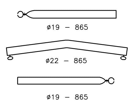 Campking Daksteun gebogen 22/19 mm. 170-250 cm.