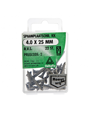 Spaanplaatschr. KK 4.0 X 25 mm r.v.s. a 22 st.